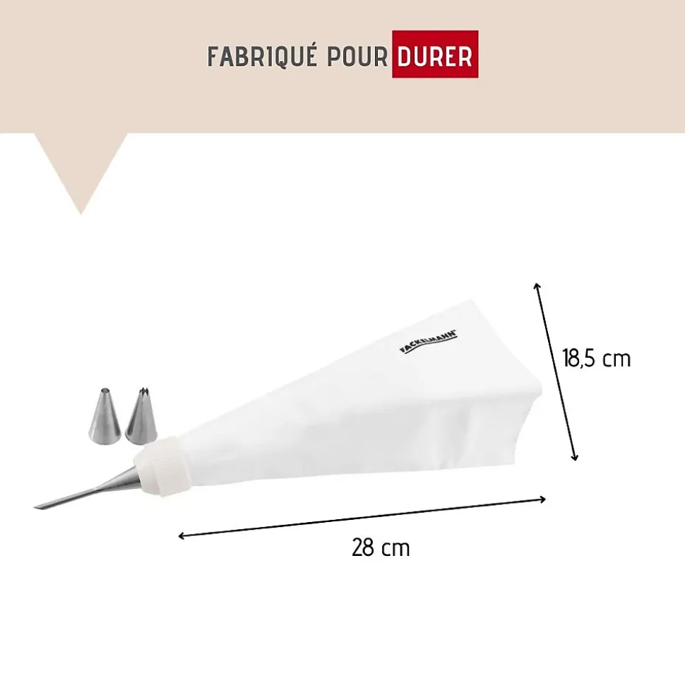 Poche à douille professionnelle réemployable et 3 douilles inox 28 cm FM Professional Pâtisserie