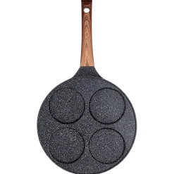 Poele Pour Oeufs en Granit Avec Quatre Trous Black Wood 26 cm