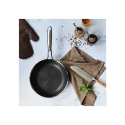 Poele sauteuse Ogo POELE BLACK CUBE 24 CM EN ACIER INOXYDABLE FOND NID D ABEILLE TOUS FEUX DONT INDUCTION