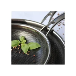 Poele sauteuse Ogo POELE BLACK CUBE 24 CM EN ACIER INOXYDABLE FOND NID D ABEILLE TOUS FEUX DONT INDUCTION