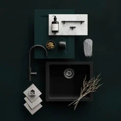 Poignée de meuble de cuisine GoodHome Dukkah noir L. 25,7 cm, 2 pièces