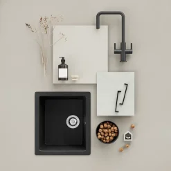 Poignée de meuble de cuisine GoodHome Golpar noir L. 16,9 cm, 2 pièces