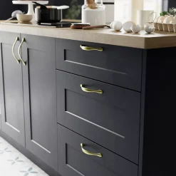 Poignée de meuble de cuisine GoodHome Chervil effet laiton L. 15,86 cm, 2 pièces