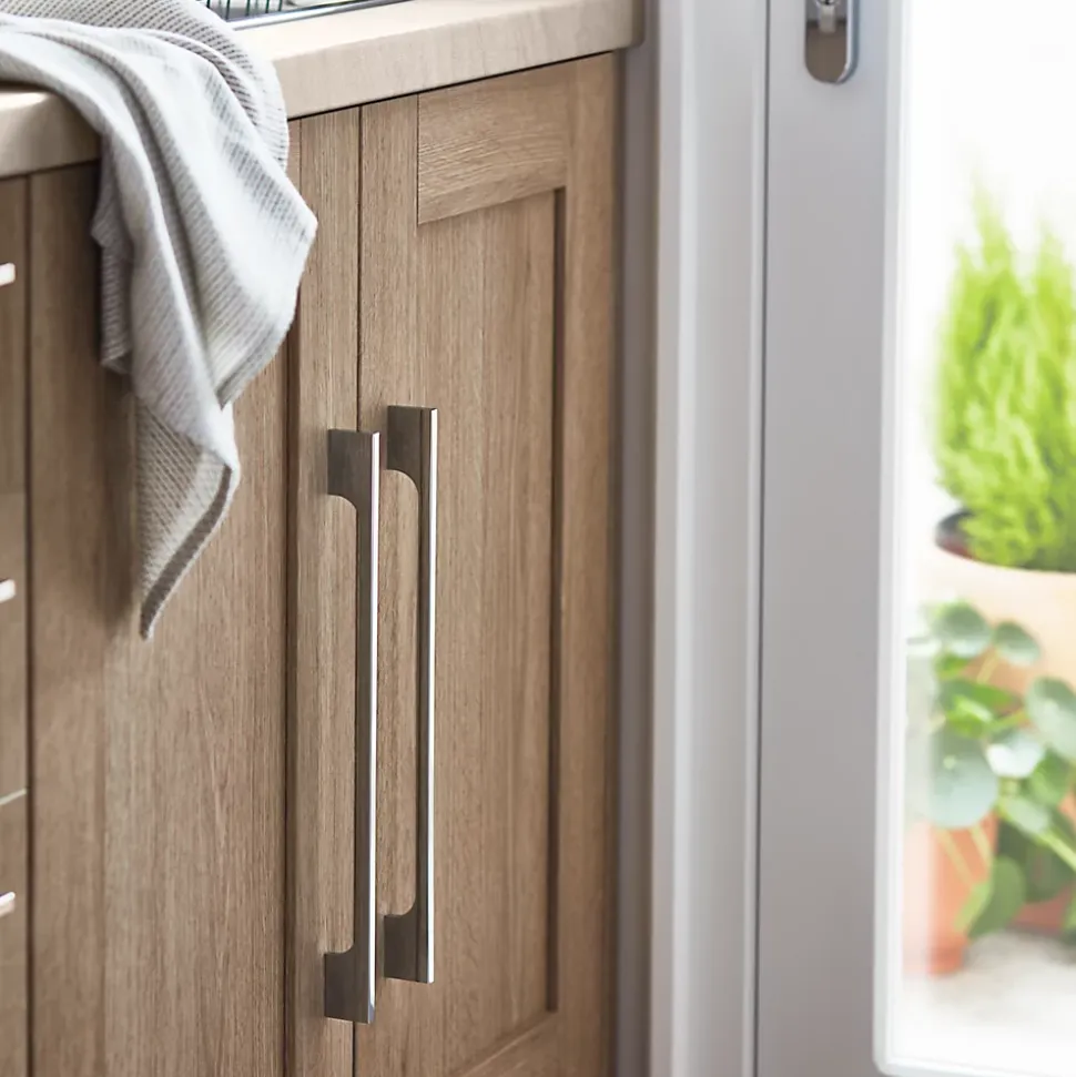 Poignée de meuble de cuisine GoodHome Hikide Argent L. 35.2 cm, 2 pièces