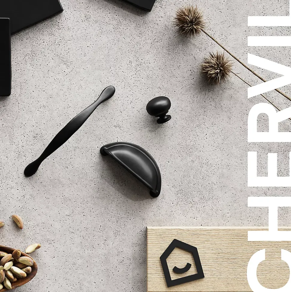 Poignée de meuble de cuisine GoodHome Chervil noir L. 9,46 cm, 2 pièces