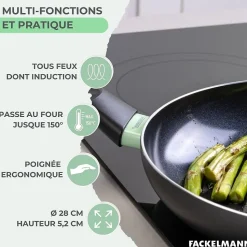 Poêle 28 cm aluminium revêtement céramique antiadhésif sans PFAS Fackelmann Brandao