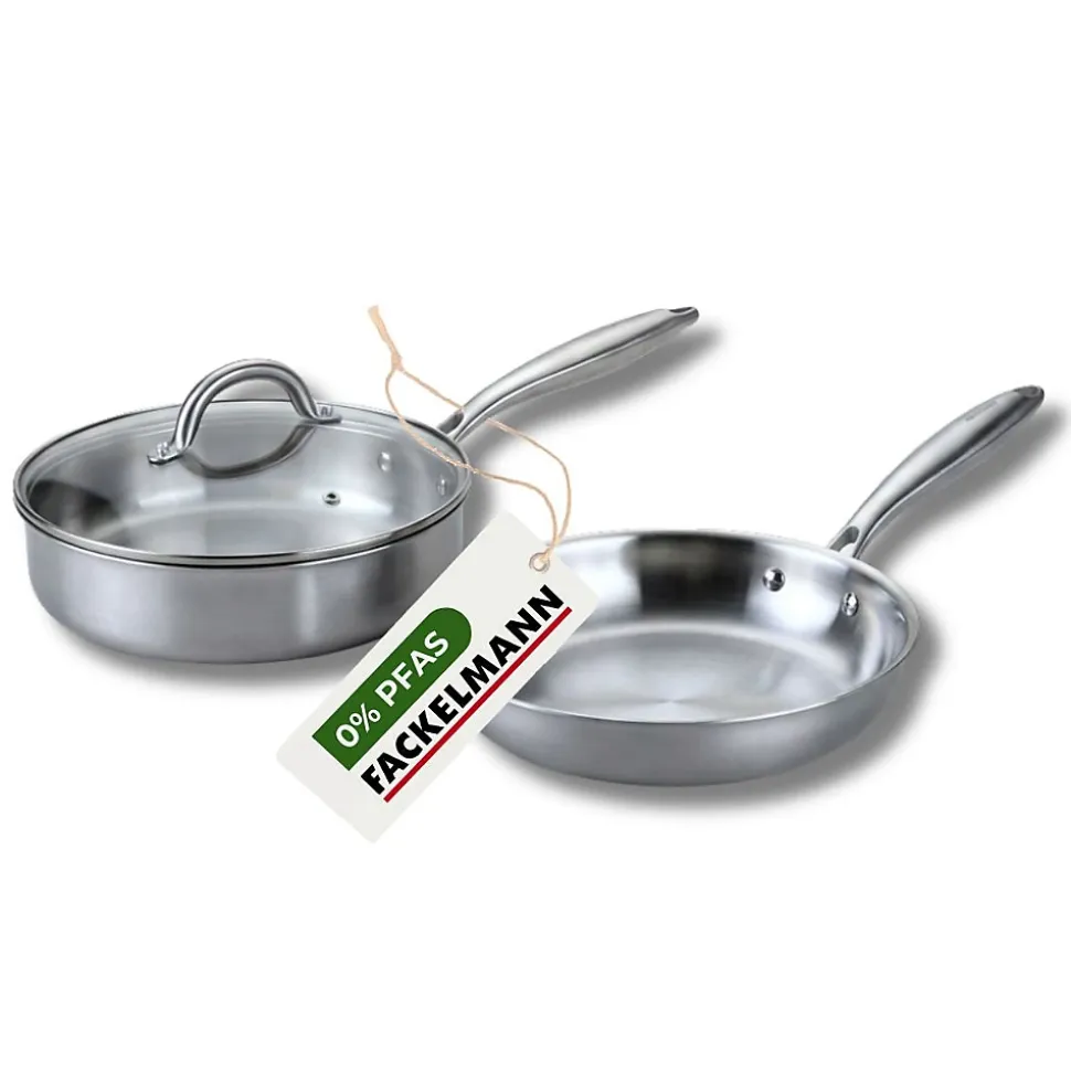 Poêle 24 cm et Sauteuse 24 cm inox 18/10 Triply Fackelmann Vita3