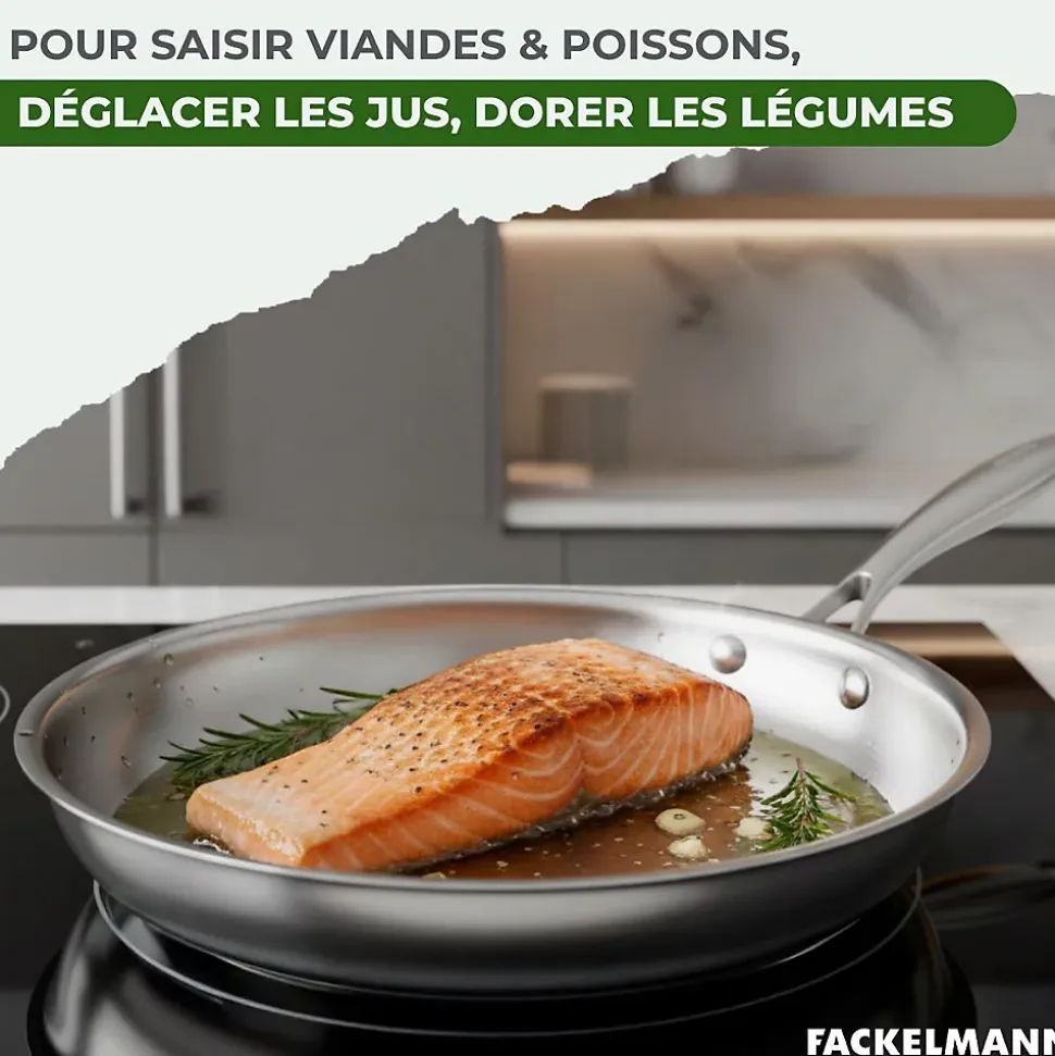 Poêle 24 cm et Sauteuse 24 cm inox 18/10 Triply Fackelmann Vita3