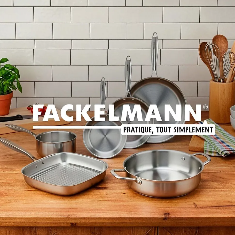 Poêle 24 cm et Sauteuse 24 cm inox 18/10 Triply Fackelmann Vita3