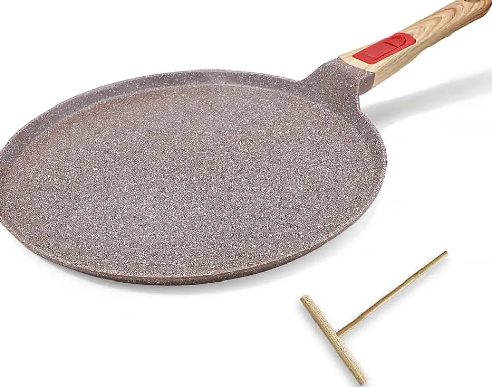 Poêle à crêpes 30 cm en céramique marron noir