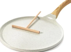 Poêle à Crêpes avec Revêtement Antiadhésive en Granit Suisse 30cm blanc