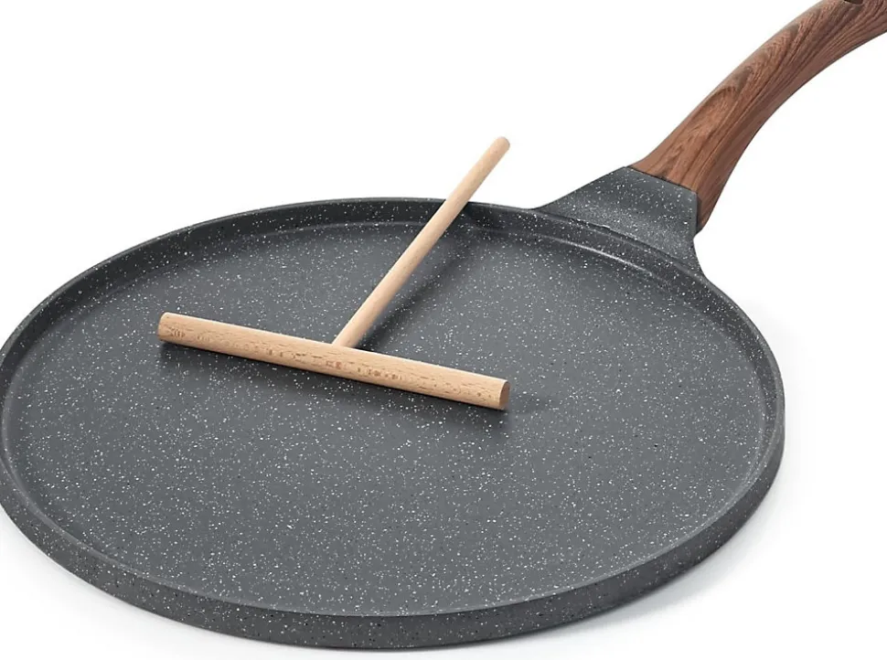 Poêle à Crêpes avec Revêtement Antiadhésive en Granit Suisse 30cm noir
