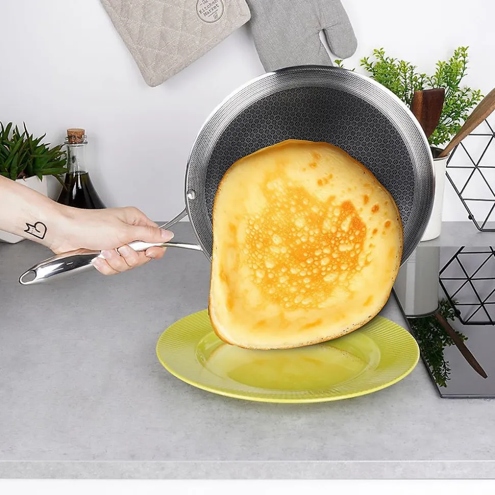 Poêle À Crêpes En Acier Inoxydable COOKCELL 29 Cm Revêtement Antiadhésif Durable Pour Cuisiniers Passionnés
