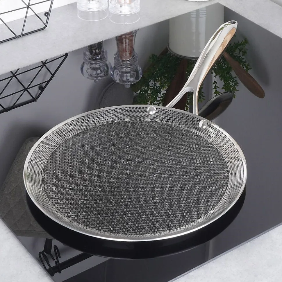 Poêle À Crêpes En Acier Inoxydable COOKCELL 29 Cm Revêtement Antiadhésif Durable Pour Cuisiniers Passionnés