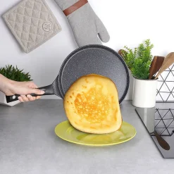Poêle À Crêpes Granit Grande 27 Cm Revêtement Antiadhésif Robuste Pour Cuisine Professionnelle