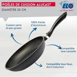 Poêle à frire 20 cm sans PFAS Elo Alucast