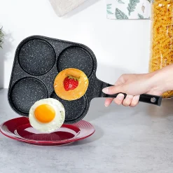 Poêle À Œufs En Granit 4 Trous Diamètre 10 Cm 22x22 Cm Grande