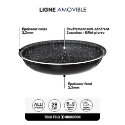 Poêle Aluminium pressé 28 cm Amovible - 5Five