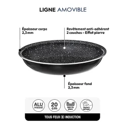 Poêle Aluminium pressé 20 cm Amovible - 5Five