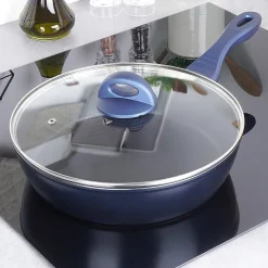 Poêle Diamant Antiadhésive 28 cm DIAMANT avec Couvercle en Verre Pour Cuisiniers Exigeants