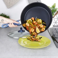 Poêle Diamant Antiadhésive 28 cm DIAMANT avec Couvercle en Verre Pour Cuisiniers Exigeants