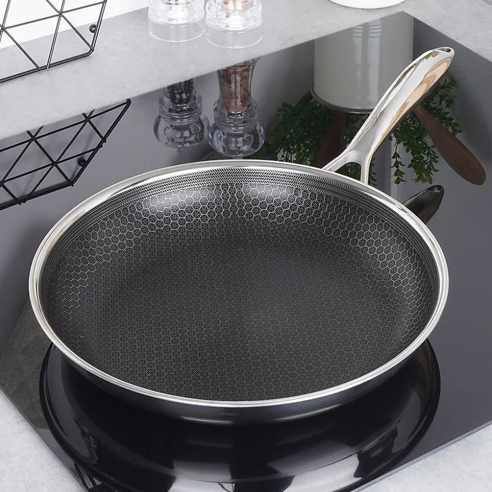 Poêle En Acier Inox Avec Revêtement Antiadhésif COOKCELL 24 Cm Durable Pour Cuisiniers À Domicile Série HYBRYD
