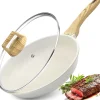 Poêle en céramique 28 cm blanche avec couvercle