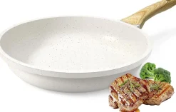 Poêle en céramique 24 cm blanc marron