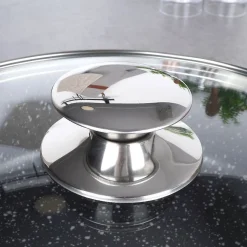 Poêle En Granit GRANDE 28 Cm Avec Couvercle En Verre Antiadhésive Pour Cuisiniers Domestiques Indispensable Aluminium Noir