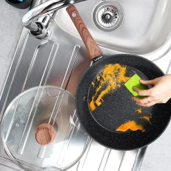 Poêle En Granit Noire Avec Couvercle Verre 28 Cm 3,5 L Blackwood Idéale Pour Cuisson Sauté