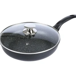 Poêle Granit GRANDE 28 cm Avec Couvercle En Verre Durable Antiadhésive Pour Cuisiniers Domestiques