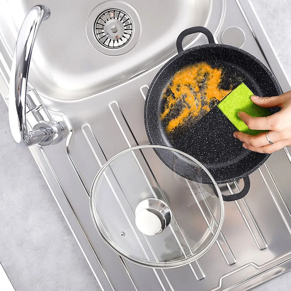 Poêle Granit GRANDE 24 cm Avec Couvercle Verre Antiadhésif 2,5 L Pour Cuisiniers Exigeants