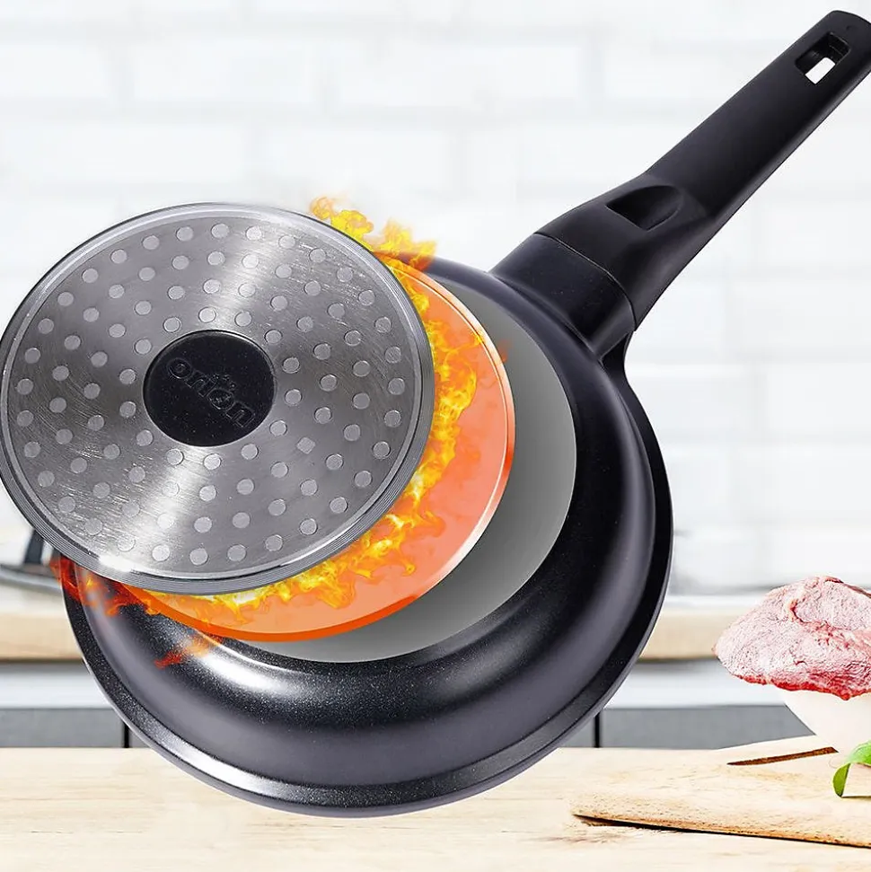 Poêle Granit Grande 18 cm Revêtement Pfluon Granit Antiadhésive Pour Cuisine Saine Débutants