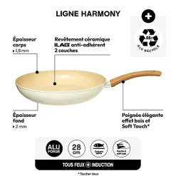 Poêle Harmony D28cm en aluminium forgé beige - Beige- 5five