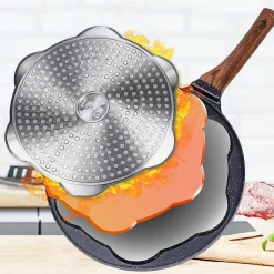 Poêle Œufs Granit 7 Alvéoles de 8 cm Antiadhésive Black Wood 26 cm