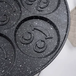 Poêle Œufs Granit 7 Alvéoles de 8 cm Antiadhésive Black Wood 26 cm