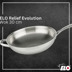 Poêle wok 30 cm en inox 18/10 Elo Relief Evolution