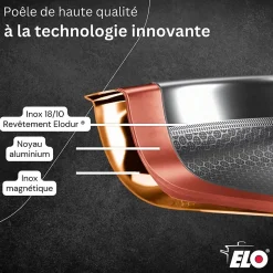 Poêle wok 30 cm en inox 18/10 Elo Relief Evolution