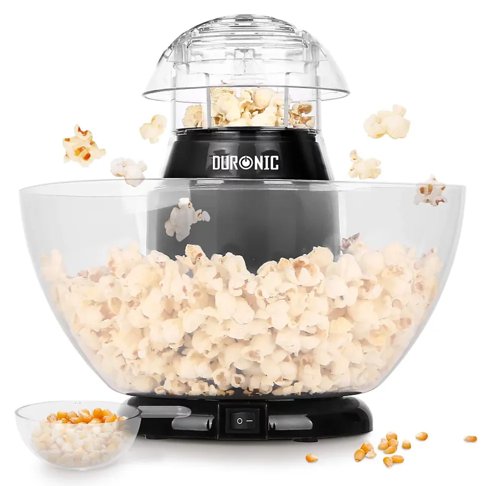 POP50 BK Machine à popcorn 1200W Sans huile Bol démontable 60 g de pop corn en 3 minutes Cuisson à air chaud Duronic