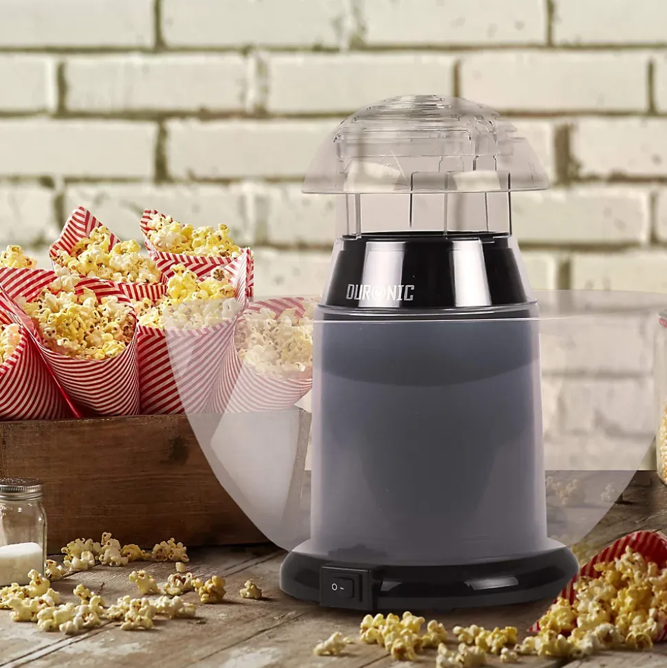 POP50 BK Machine à popcorn 1200W Sans huile Bol démontable 60 g de pop corn en 3 minutes Cuisson à air chaud Duronic