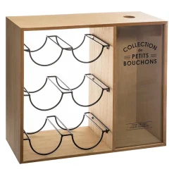 Porte - bouteilles Loft - métal et bois - 39 - 7x35 cm - Atmosphera