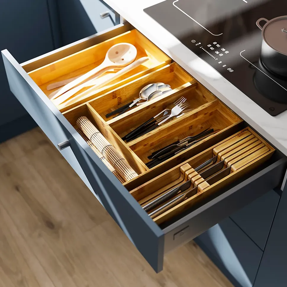 Porte couteaux GoodHome Nitaki bambou 40 x 9 cm, 5 compartiments