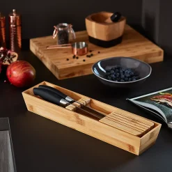 Porte couteaux GoodHome Nitaki bambou 40 x 9 cm, 5 compartiments