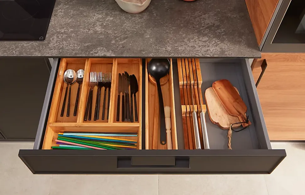 Porte couteaux GoodHome Nitaki bambou 40 x 9 cm, 5 compartiments