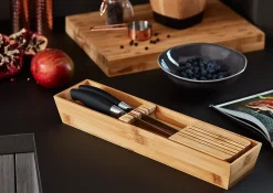 Porte couteaux GoodHome Nitaki bambou 40 x 9 cm, 5 compartiments
