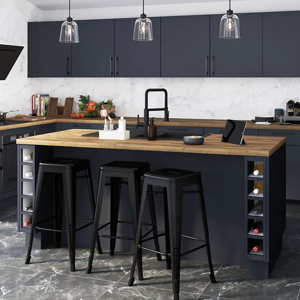 Porte de colonne de cuisine Stevia bleu mat L. 60 cm x H. 70 cm GoodHome