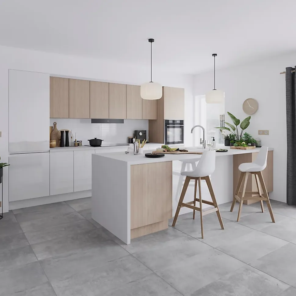 Porte de colonne de cuisine Garcinia blanc brillant L. 60 cm x H. 130 cm GoodHome