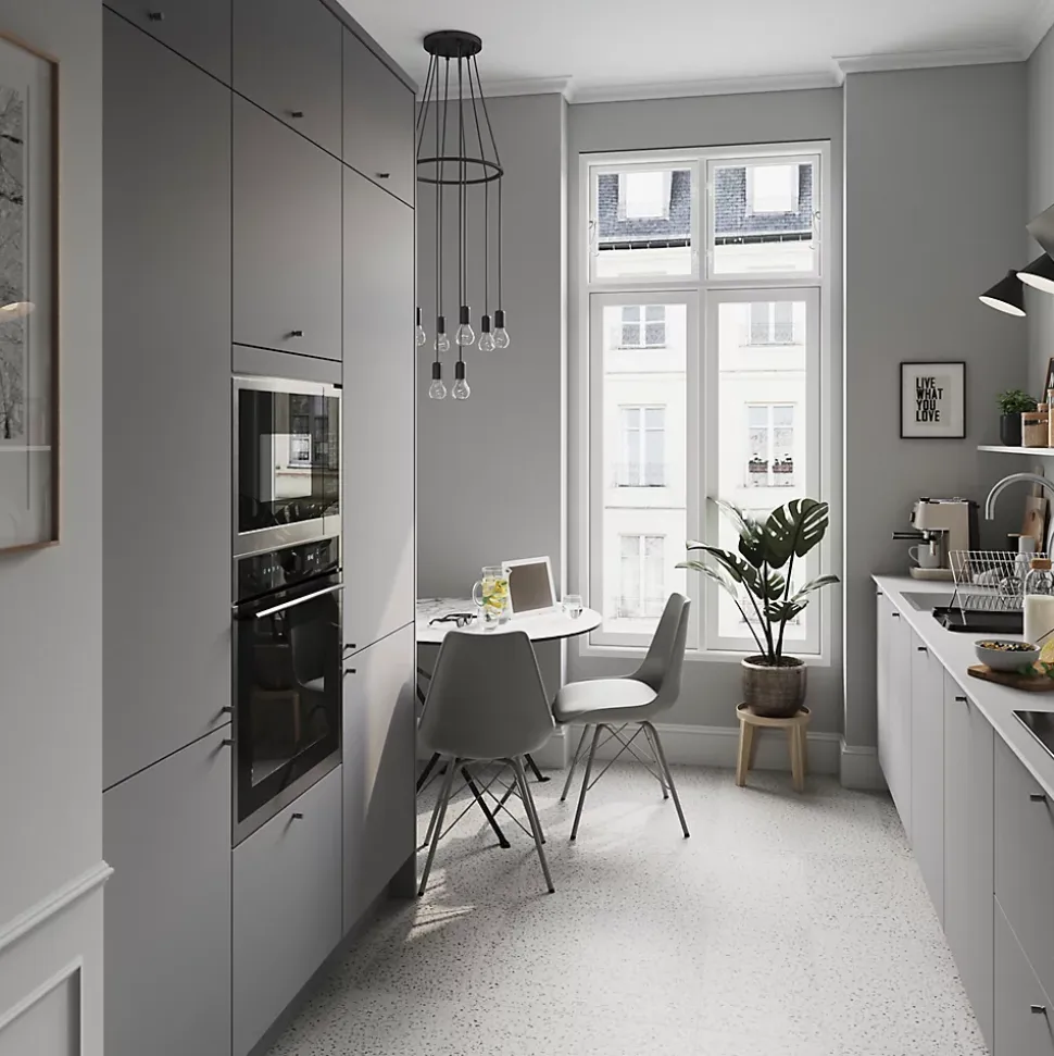 Porte de colonne de cuisine Stevia gris mat L. 60 cm x H. 55 cm GoodHome