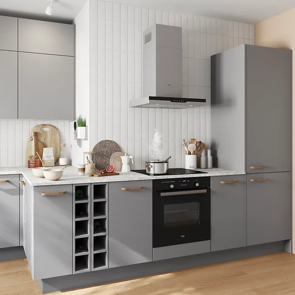 Porte de colonne de cuisine Stevia gris mat L. 60 cm x H. 55 cm GoodHome