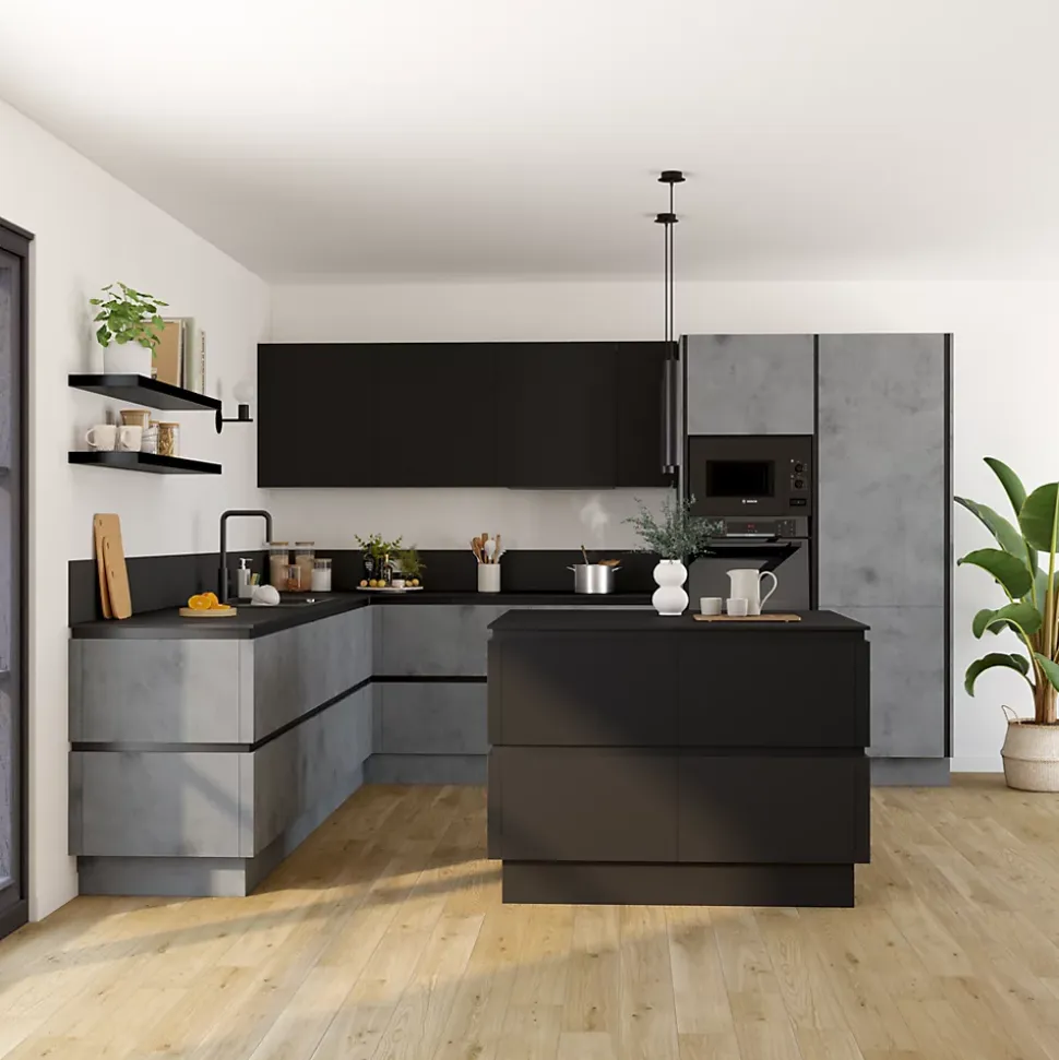 Porte de meuble de cuisine Stevia noir mat l. 40 cm x H. 72 cm GoodHome